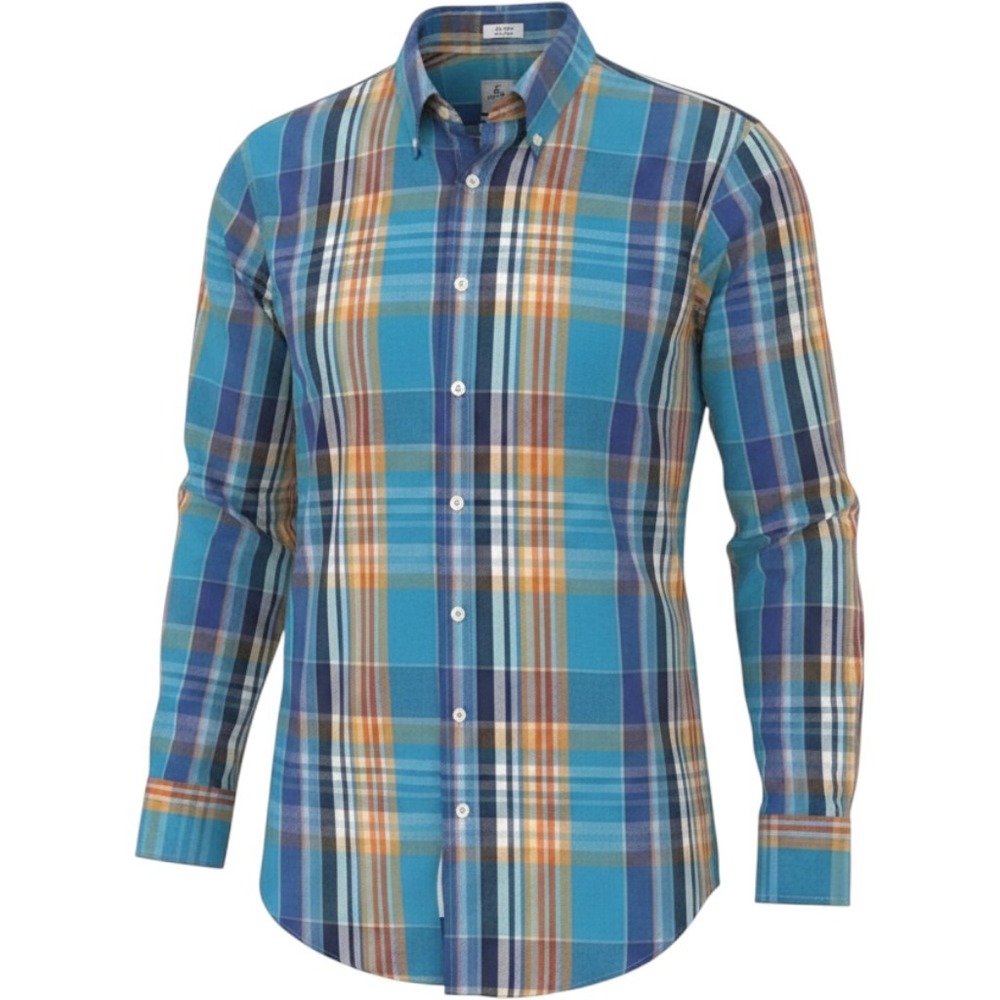 Peter Millar Weekender Finish Plaid Button Down Shirt Mens XL‎ Blue Multi Color